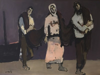 carlos enrique uriarte, argentina 1910-1997. los pescadores, oleo sobre madera, 55 x 76 cms. 1972
